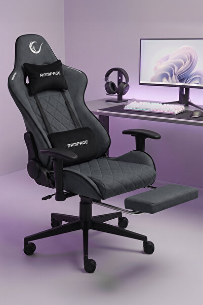 Rampage KL-R29 Myth Pro Ayak Uzatmalı Üst Seviye Terletmez Kumaş Gri Gaming O...