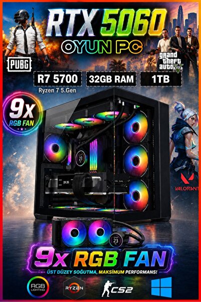 Dmc N315 Windows 11 / Ryzen 7 5700/ 32GB RAM / 1TB / 8GB RtX5060 / Sıvı Soğut...