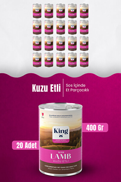 King KUZU ETLİ YETİŞKİN KEDİ KONSERVESİ 400 GR*20 Adet