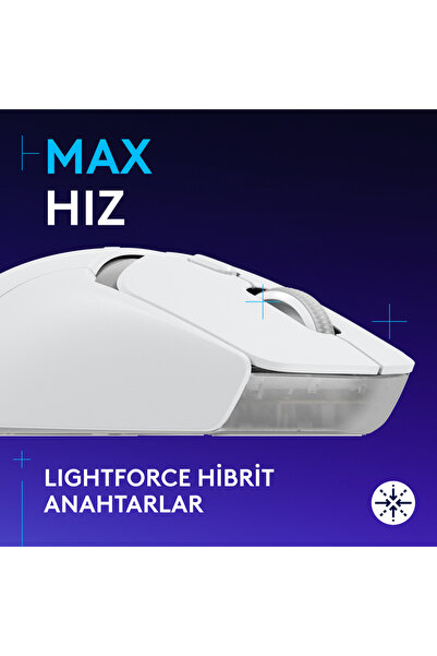 logitech G G309 LIGHTSPEED HERO 25K Sensörlü PC/Mac ile Uyumlu Kablosuz Oyuncu Mouse, Beyaz 910-007208