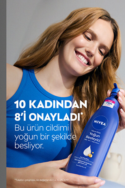 NIVEA Yoğun Besleyici Vücut Sütü 400 ml, 72 Saat Nemlendirici,Hızlı Emilir,Badem Yağı,Kuru Cilt