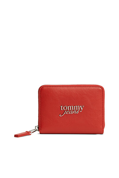 Tommy Hilfiger Women's Red Wallet with Metallic Embossed Logo and Coin Pocket