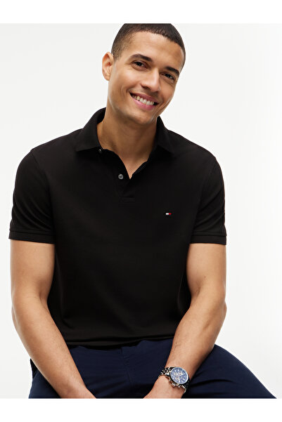 Tommy Hilfiger Black Men's Polo-Neck T-Shirt