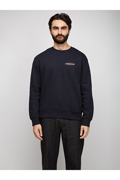 Guess Jeans Męska bluza dżinsowa z okrągłym dekoltem, granatowa, M4YQ17K9V31A...