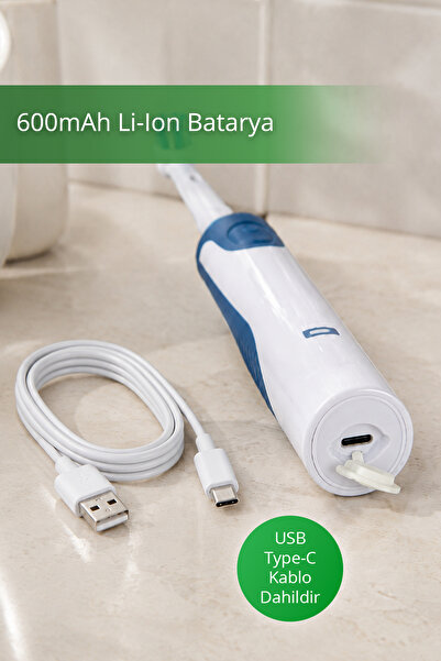 Kiwi KTB-6031 Şarjlı Döner ve Titreşim Başlıklı Diş Fırçası & Yedek Başlık | 600 mAh Li-Ion & IPX7