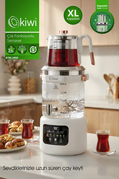 Kiwi KTM-2950 Çay Makinesi XL 3.5 L Cam Gövde Dokunmatik 6 Programlı Yeni Nes...