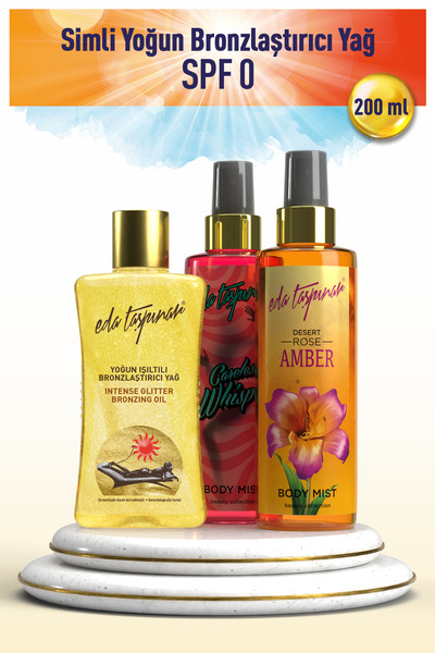 Eda Taşpınar Yoğun Işıltılı Bronzlaştırıcı Yağ SPF0 200ml - Amber 200ml & Whi...