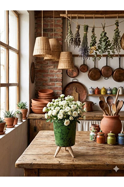 Koyu Yeşil Mermer Desenli Ayaklı Dekoratif Seramik Bitki Orkide Saksısı 12x19 cm Dekoratif Vazo Masaüstü Dekor