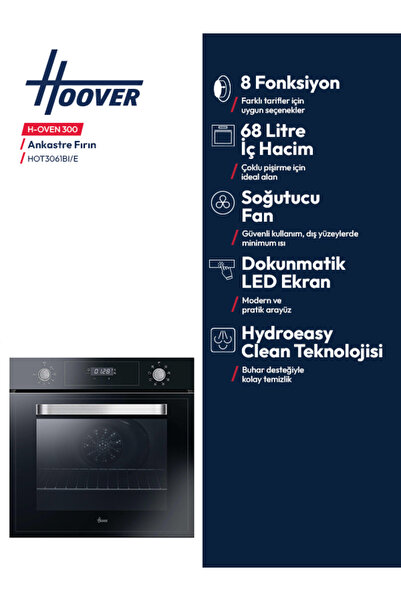 Hoover HOT3061BI/E 65 Lt Siyah Ankastre Fırın