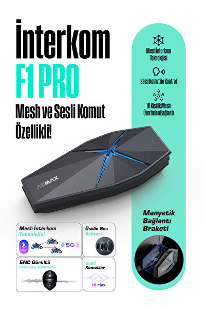 Nukrotech ASMAX F1 Pro – Mesh ve Sesli Komut İnterkom (Stellar Grey)