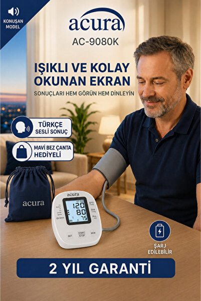 Acura AC-9080K Şarjlı Türkçe Konuşan Koldan Tansiyon Aleti – Çanta Hediyeli
