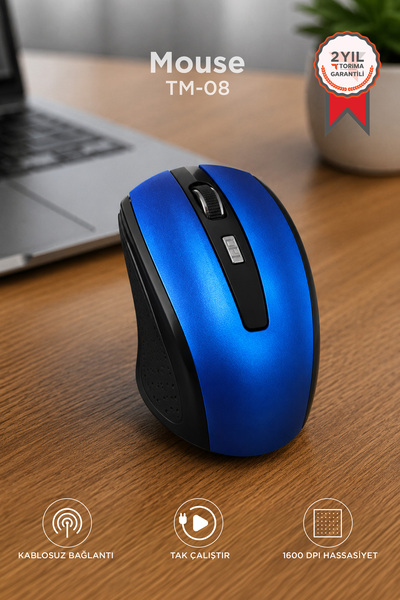 Torima Mouse Optik Kablosuz Fare TM08 Mavi