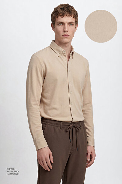 AC&Co / Altınyıldız Classics Erkek Bej Pamuklu Tailored Slim Fit Dar Kesim Dü...