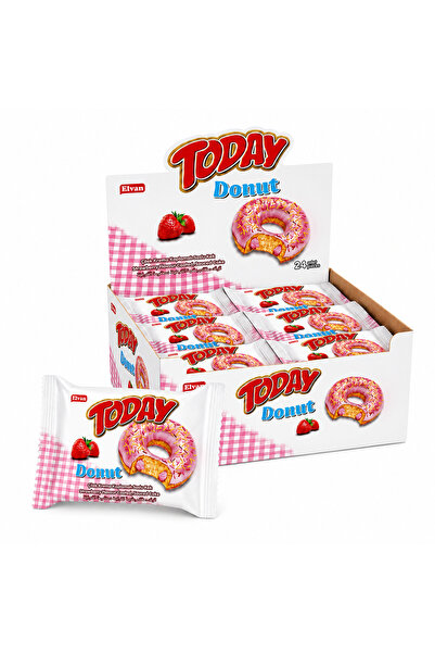 Elvan Today Donut Kek Çilekli 35 Gr. 24 Adet (1 Kutu)