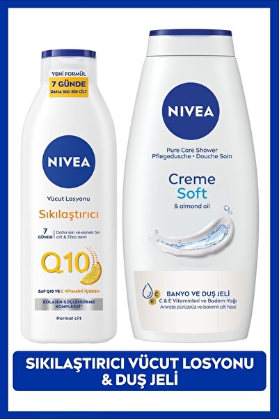 NIVEA Creme Soft Kremsi Dokunuş Duş Jeli 750ml ve Q10 Sıkılaştırıcı Nemlendri...