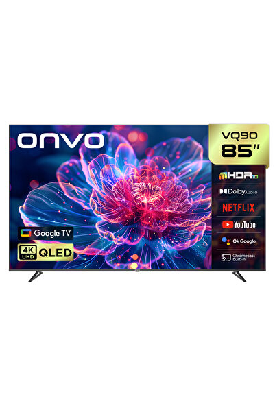 ONVO 85VQ90F3UA 85'' 216 Ekran Uydu Alıcılı 4K Ultra HD Google Smart QLED TV