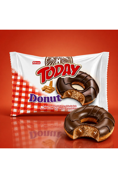Elvan Today Donut Cake Caramel 35 Gr. 24 Pieces (1 Box)