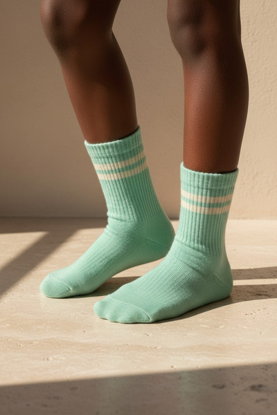 Katia&Bony Strip Patterned Light Green Children's Socks