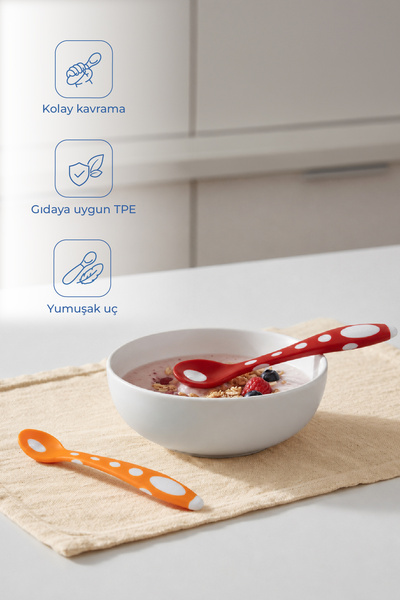 Babyjem Silicone Feeding Spoon Orange/Red
