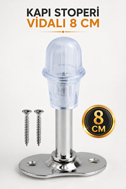 Badem10 Mobilya Kapı Arkası Kolu Stoperi Tamponu Metal Krom 8 Cm Stopu Durdur...