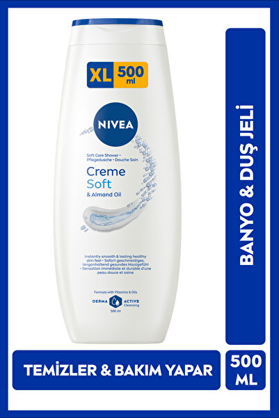 NIVEA Creme Soft Kremsi Dokunuş Banyo ve Duş Jeli 500ml, Temizlerken Bakım Ya...
