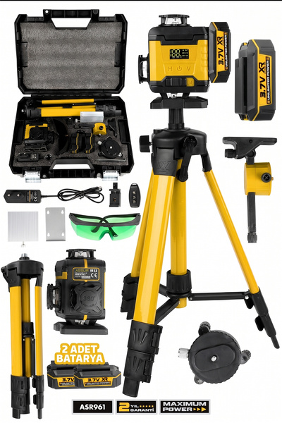 ASSUR Profesyonel 360 16 Köşe Otomatik Hizalama Tripod'lu Lazer Metre Hizalama