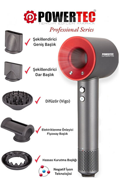 POWERTEC TR-3333 İyonizerli 5 Fonksiyon Plazma Saç Kurutma & Fön Makinesi