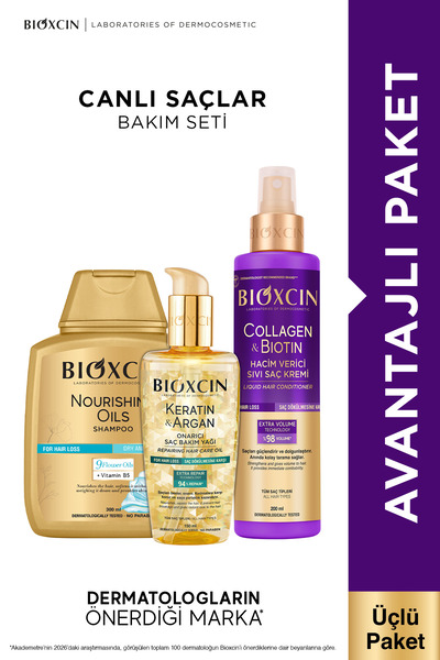 Bioxcin Canlı Saçlar Bakım Seti - Besleyici, Onarıcı, Hacim Verici