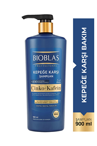 Bioblas Çinko & Kafein 2'si 1 Arada Kepeğe Karşı Şampuan 900 ml - Ekstra Ment...