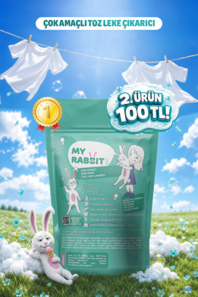 My Rabbit! Çamaşır Ve Yüzey Için Çok Amaçlı Oksijenli Toz Leke Çıkarıcı ve be...