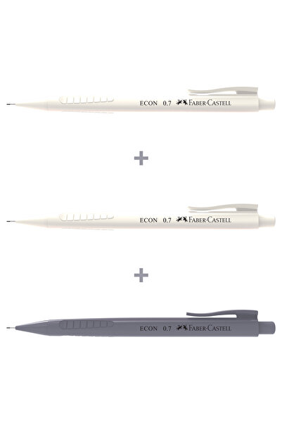 Faber Castell 3'lü Econ Versatil Mekanik Kalem,0.7, Ergonomik Tasarım KARMA RENK GÖNDERİLİR