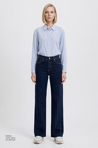 WRANGLER Flare Fit Geniş Paça Yüksek Bel Mavi Pamuklu Esnek Denim Jean Pantolon