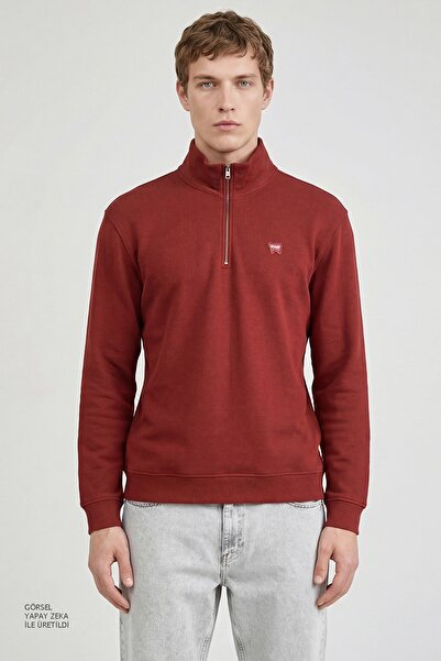 WRANGLER Dik Yaka Bordo Erkek Sweatshırt TW2520532810 Bordo Sweatshirt