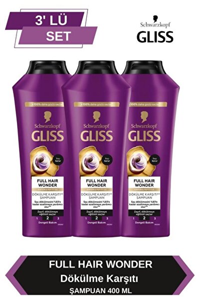 Gliss Full Hair Wonder Dökülme Karşıtı Şampuan 400 mlx3 Adet