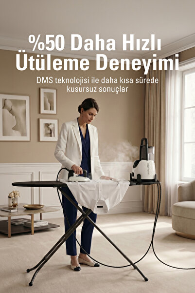 LAURASTAR Lift Buhar Kazanlı Ütü - Beyaz (%100 Kuru Buhar Teknolojisi, %50 Zaman Tasarrufu)