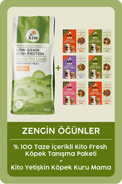 kito Kuzu Etli Yetişkin Köpek Maması 7 Kg + Fresh %100 Taze İçerikli Mama Tan...