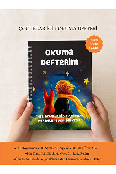 TUOR Muhan Tasarım Çocuk Kitap Okuma Defteri - Küçük Prens Temalı Okuma Günlü...