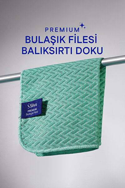 Silva Premium Bulaşık Filesi Balıksırtı Doku 25x25 Cm Mint Yeşili