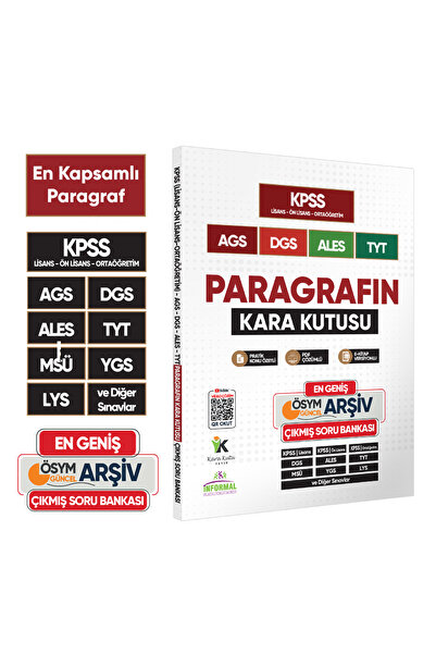 Karakutu Yayınları Paragrafın Kara Kutusu KPSS AGS ALES TYT Çıkmış Soru Banka...