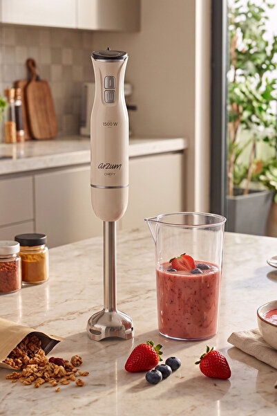 Arzum AR1139 Chefy El Blender 1500W, 2 Kademeli, Karıştırma Kabı, Beyaz