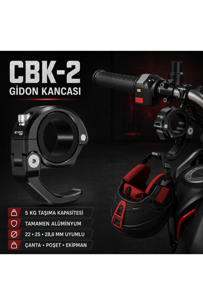 Nukrotech CBK-2 Alüminyum Motosiklet Gidon ve Koruma Demiri Kancası