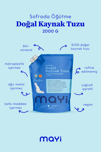 Mayi Tuz Mayi Doğal Salamura (Sofrada Öğütme) Tuzu 2 Kg