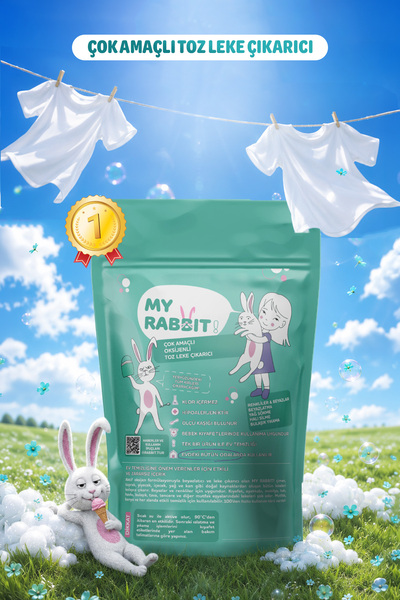 My Rabbit! Çamaşır Ve Yüzey Için Çok Amaçlı Oksijenli Toz Leke Çıkarıcı ve be...