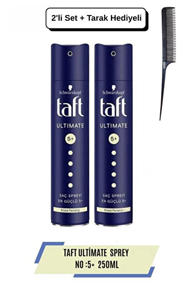 Taft Ultimate Saç Spreyi 250 ml X2 Adet + Tarak Hediyeli