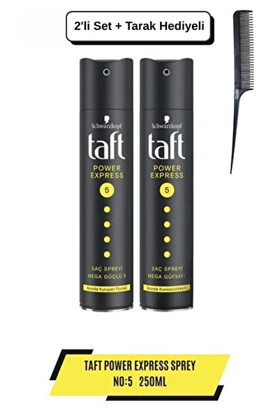 Taft Power Express Saç Spreyi 250ml - 2'li Set + Tarak Hediyeli