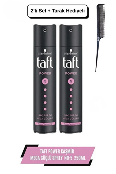 Taft Power Kaşmir (MEGA GÜÇLÜ) Sprey 250 ml X2 Adet + Tarak Hediyeli