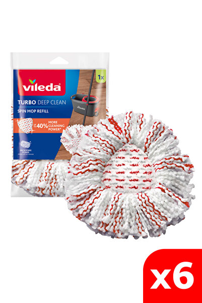 Vileda 6 Paket Turbo Deep Clean Yedek Paspas, Extra Pedli, Üçgen Başlık, Deri...
