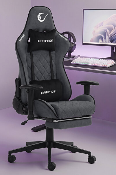 Rampage KL-R29 Myth Pro Ayak Uzatmalı Üst Seviye Terletmez Kumaş Gri Gaming Oyuncu Koltuğu
