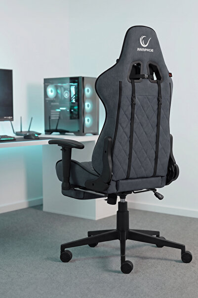 Rampage KL-R29 Myth Pro Ayak Uzatmalı Üst Seviye Terletmez Kumaş Gri Gaming Oyuncu Koltuğu