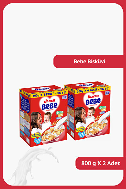 Ülker BEBE Sütlü Bisküvi- Trans Yağ İçermez - 800 gram - 2 Adet